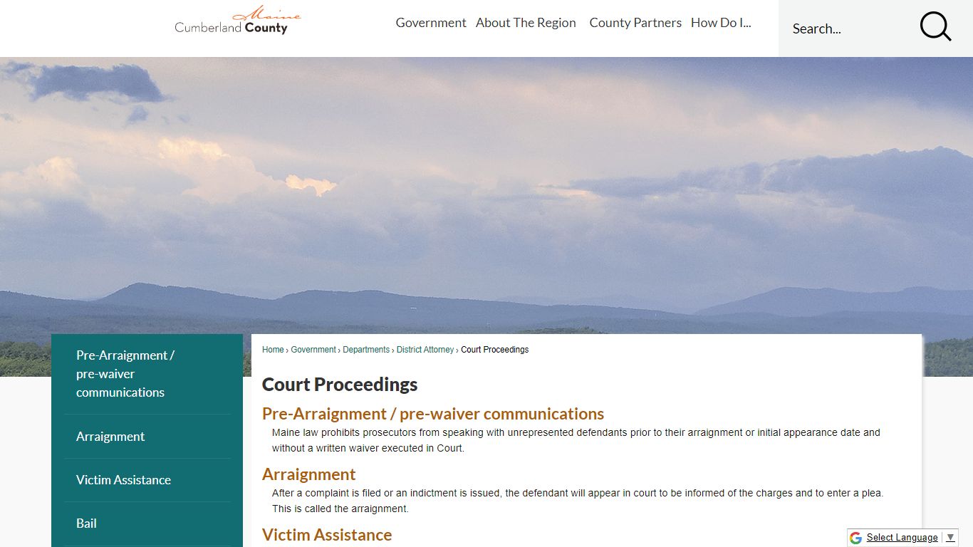 Court Proceedings - Cumberland County, Maine
